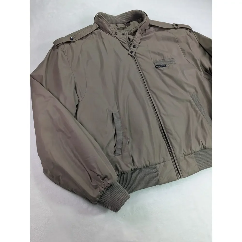 VTG 80s Members Only Iconic Racer Jacket Mens 46 XL Quilted Insulated Beige